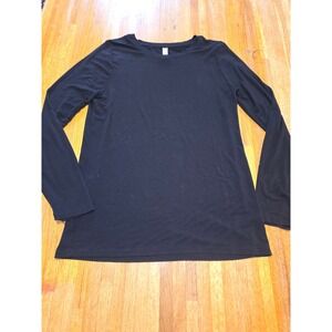 Zenana Premium Women Large Solid Black Round Neck Buttery Soft Long Sleeve Top